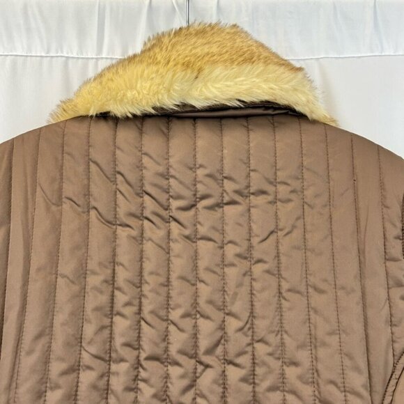 Sun Mountain Puffer Vest Multicolor Snap Faux Fur Trim Collar Pockets Medium - Picture 3 of 10